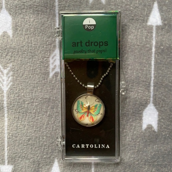 Cartolina 18” art drop butterfly necklace by iPop, NIB - Picture 1 of 7